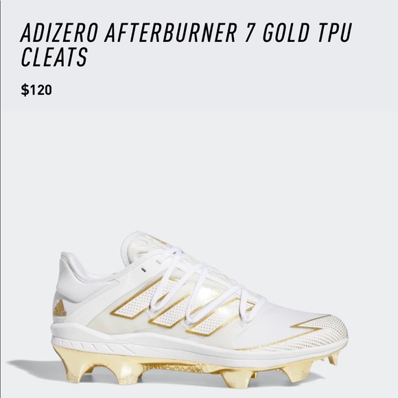 ADIZERO AFTERBURNER 7 GOLD BASEBALL CLEATS - Picture 1 of 9